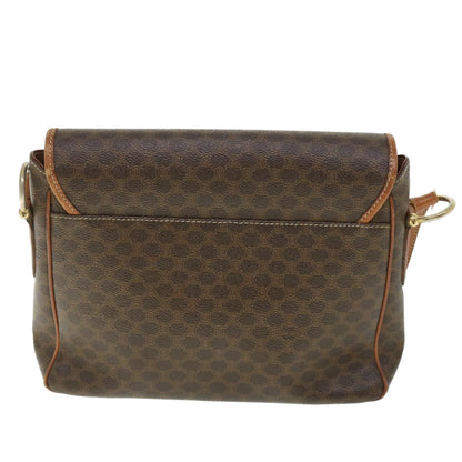 Luxury CELINE Macadam Canvas Shoulder Bag PVC Leather Brown ki3561