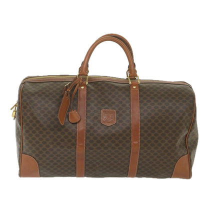 Luxury CELINE Macadam Canvas Boston Bag PVC Leather Brown ki3775