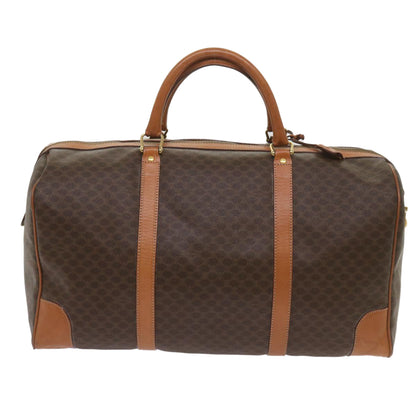 Luxury CELINE Macadam Canvas Boston Bag PVC Brown ki4225