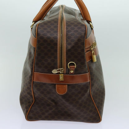 Luxury CELINE Macadam Canvas Boston Bag PVC 2way Brown ki4248