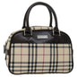 Luxury Burberry Nova Check Hand Bag Nylon Beige Auth ki4265