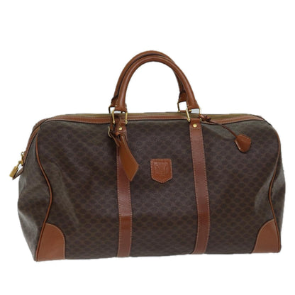 Luxury CELINE Macadam Canvas Boston Bag PVC Brown ki4356