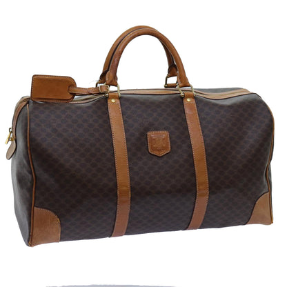 Luxury CELINE Macadam Canvas Boston Bag PVC Brown ki4386