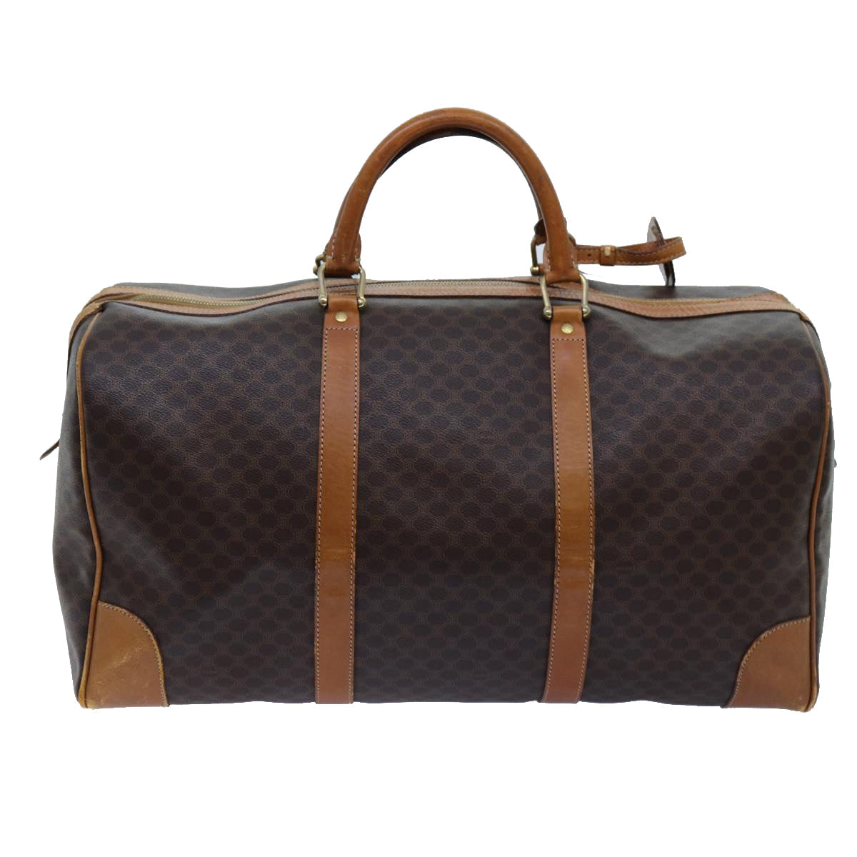 Luxury CELINE Macadam Canvas Boston Bag PVC Brown ki4386