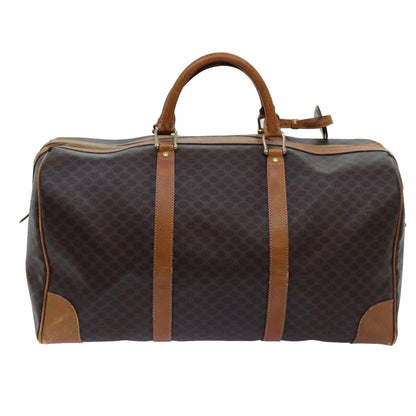 Luxury CELINE Macadam Canvas Boston Bag PVC Brown ki4386