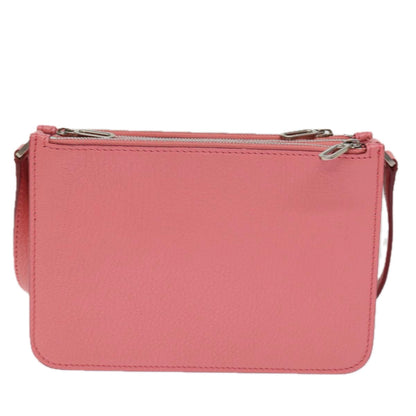 Luxury Burberry Shoulder Bag Leather Pink Auth ki4506