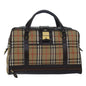 Luxury BurberrySs Nova Check Boston Bag Canvas Brown Beige Auth ki4621