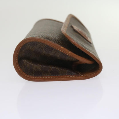 Luxury CELINE Macadam Canvas Pouch PVC Leather Brown kk204