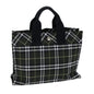 Luxury Burberry Nova Check Hand Bag Nylon Green Black Auth kk224