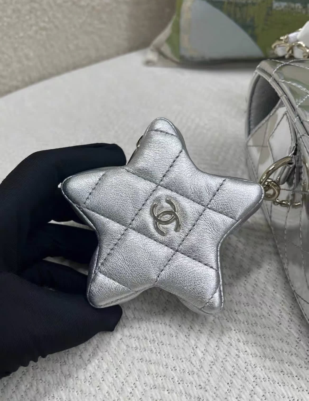 Chanel Luxury Leather Silver Backpack Rovelle Bags