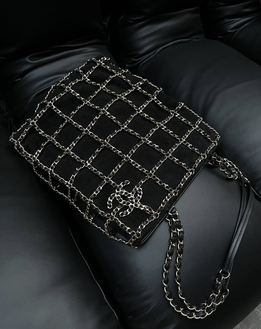 Chanel Suede Leather Chain Shopping Bag Rovelle Bags