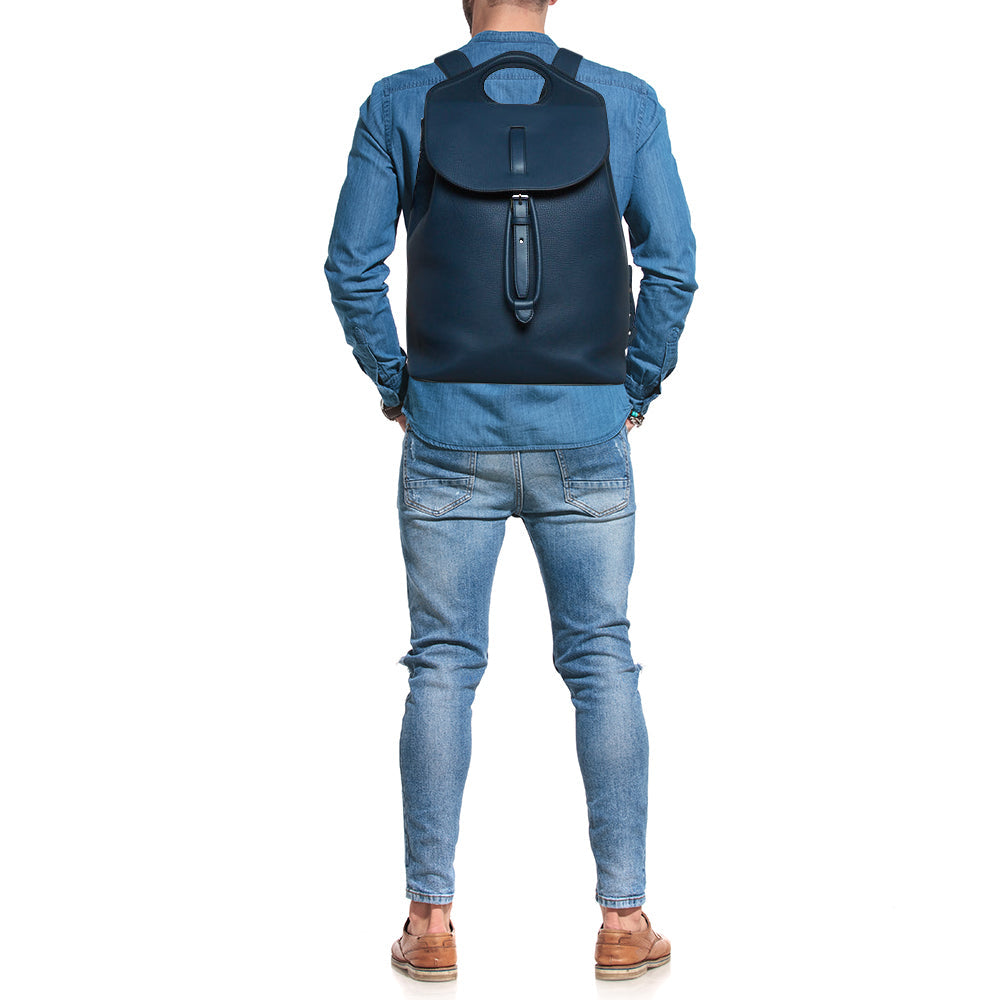 Burberry Ash Grain Leather Blue Backpack