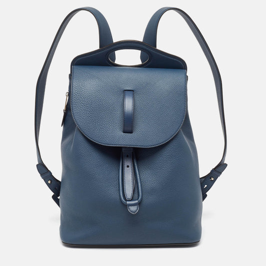 Burberry Ash Grain Leather Blue Backpack