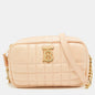 Luxury Burberry Peach Pink Quilted Leather Mini Lola Camera Bag