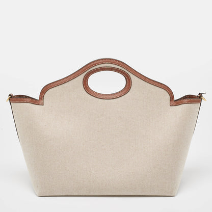 Burberry and Small Leather Beige Tote Bag