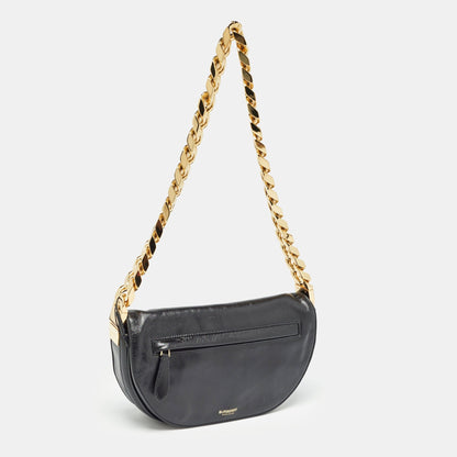 Burberry Soft Small Leather Black Shoulder Bag
