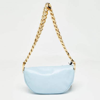 Burberry Light Soft Leather Blue Shoulder Bag