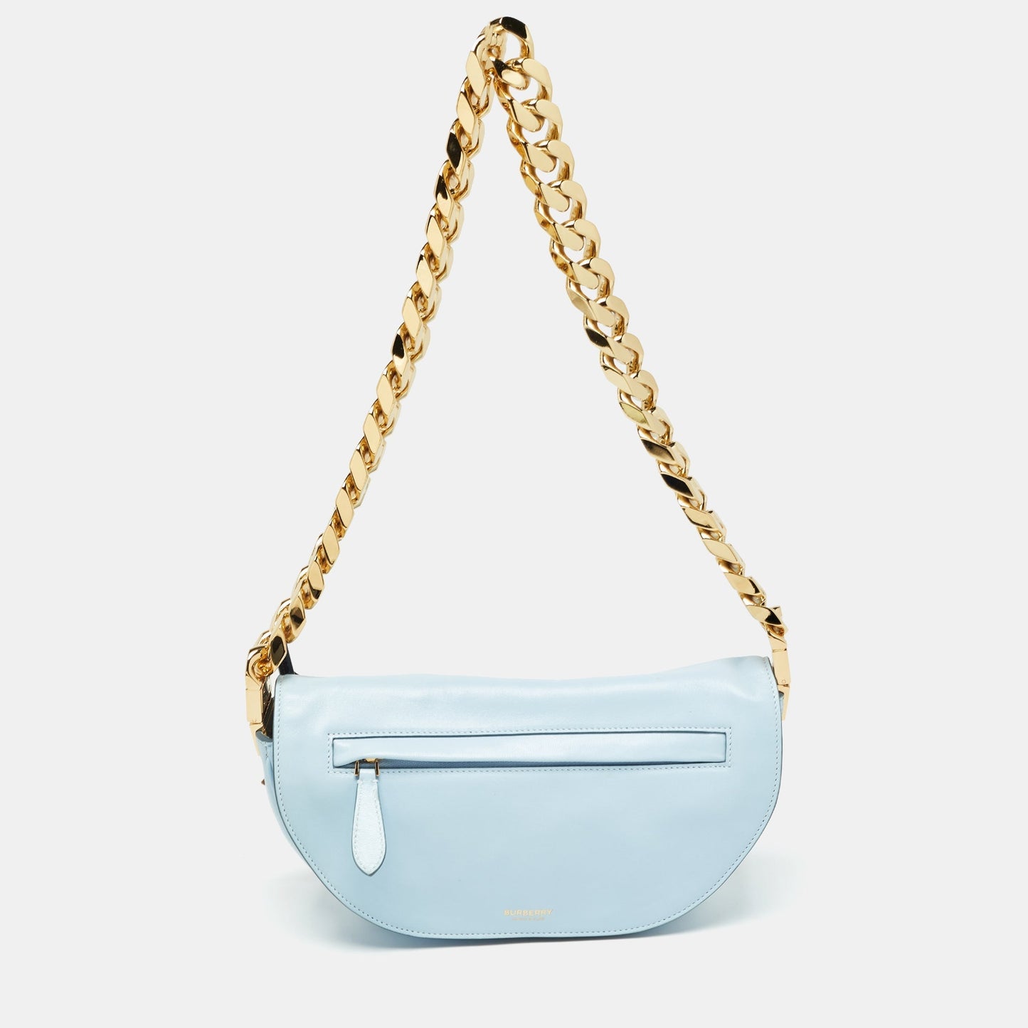 Burberry Light Soft Leather Blue Shoulder Bag