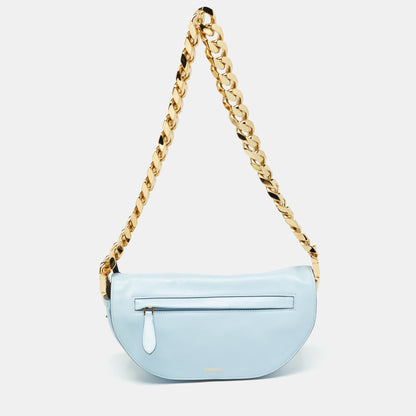 Burberry Light Soft Leather Blue Shoulder Bag