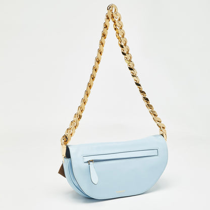 Burberry Light Soft Leather Blue Shoulder Bag