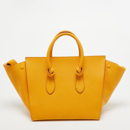 Luxury CELINE Yellow Leather Small Tie Tote w/Pouch