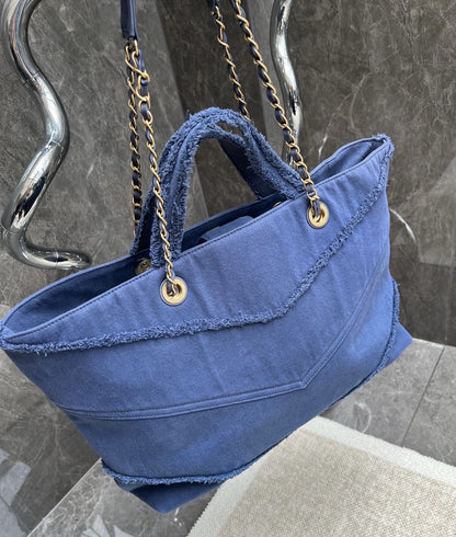 Chanel Luxury Leather Blue Handbag Rovelle Bags