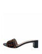 Fendi NEW Logo Print Velvet & Leather Mules sz 39.5 Rovelle Bags