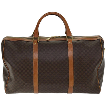 Luxury CELINE Macadam Canvas Boston Bag PVC 2way Brown mr163