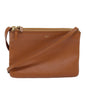 Luxury CELINE Trio Shoulder Bag Leather Brown mr168