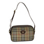Luxury BurberrySs Nova Check Shoulder Bag Canvas Beige Auth mr273