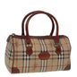 Luxury BurberrySs Nova Check Hand Bag PVC Leather Beige Auth mr276