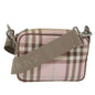 Luxury Burberry Nova Check Shoulder Bag Coated Canvas Pink Auth mr285