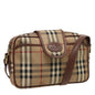 Luxury BurberrySs Nova Check Shoulder Bag PVC Leather Beige Auth mr288
