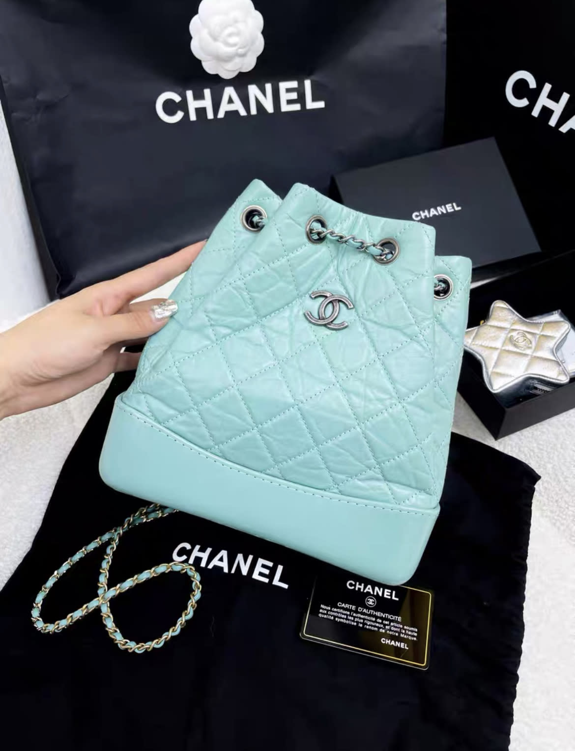 Chanel Luxury Leather Blue Shoulder Bag Rovelle Bags