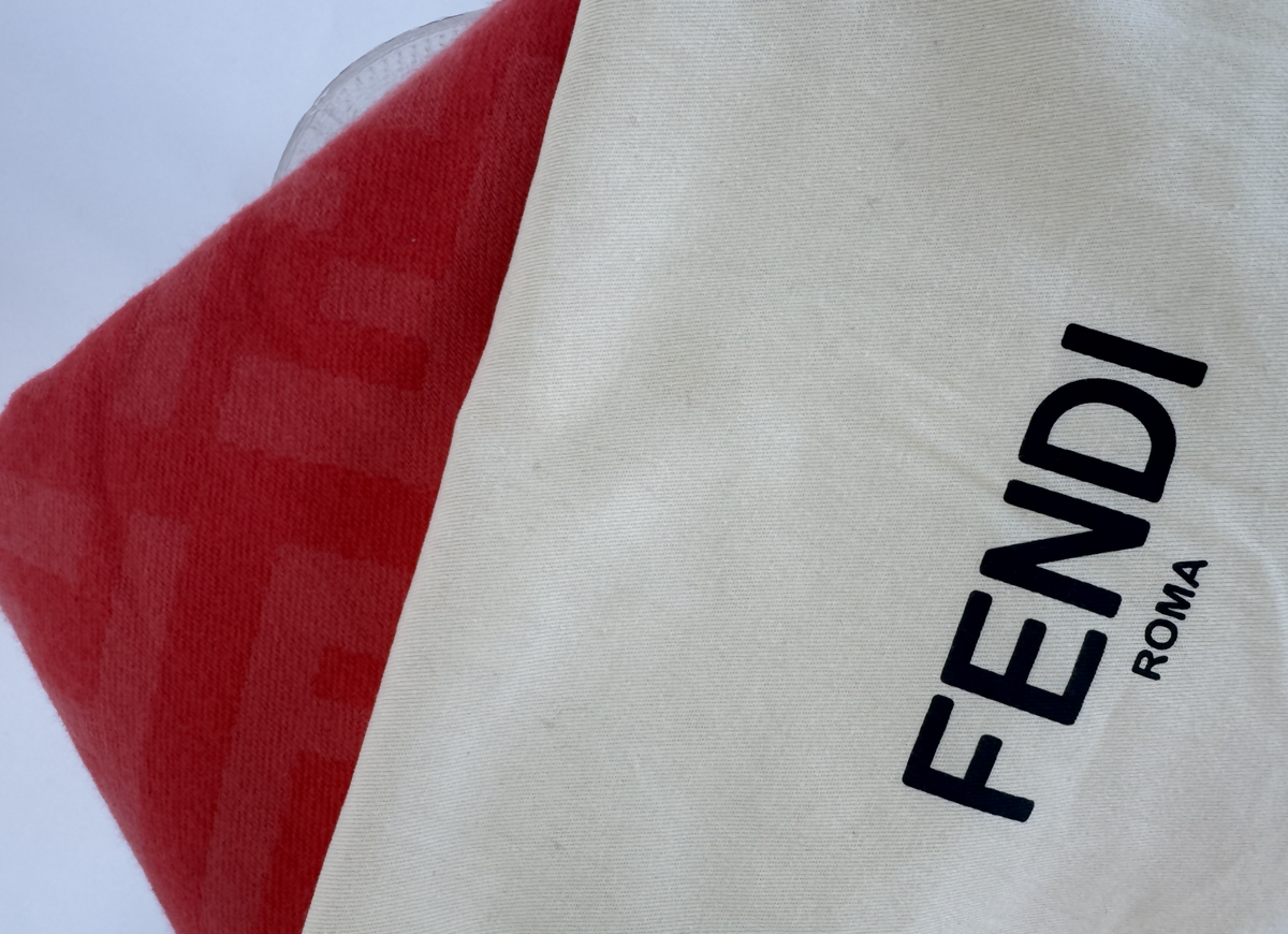 Fendi FF Print Tulip Woven Cashmere Fringe Scarf Rovelle Bags