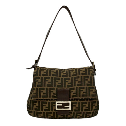 Fendi Zucca FF Canvas Leather Shoulder Bag Rovelle Bags