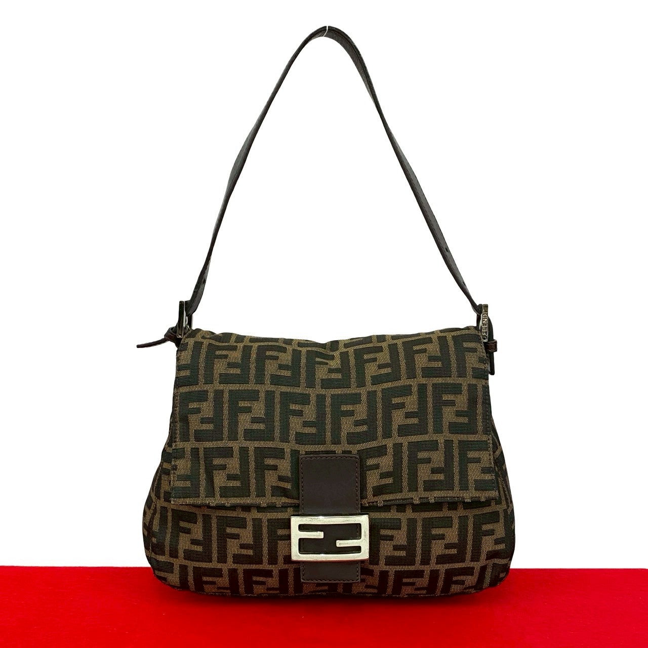 Fendi Zucca FF Canvas Leather Shoulder Bag Rovelle Bags