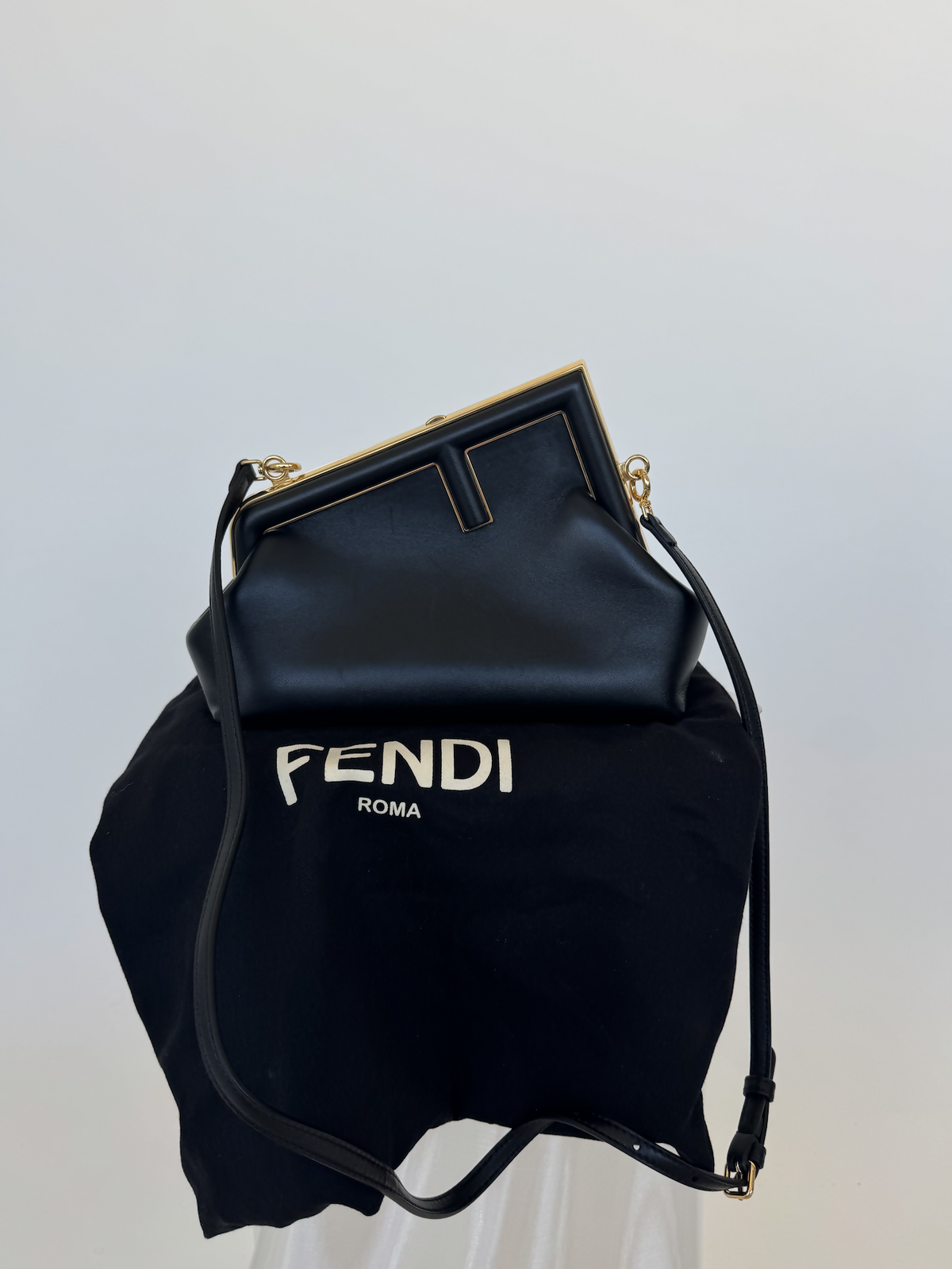 Fendi First Small Black nappa leather bag Rovelle Bags
