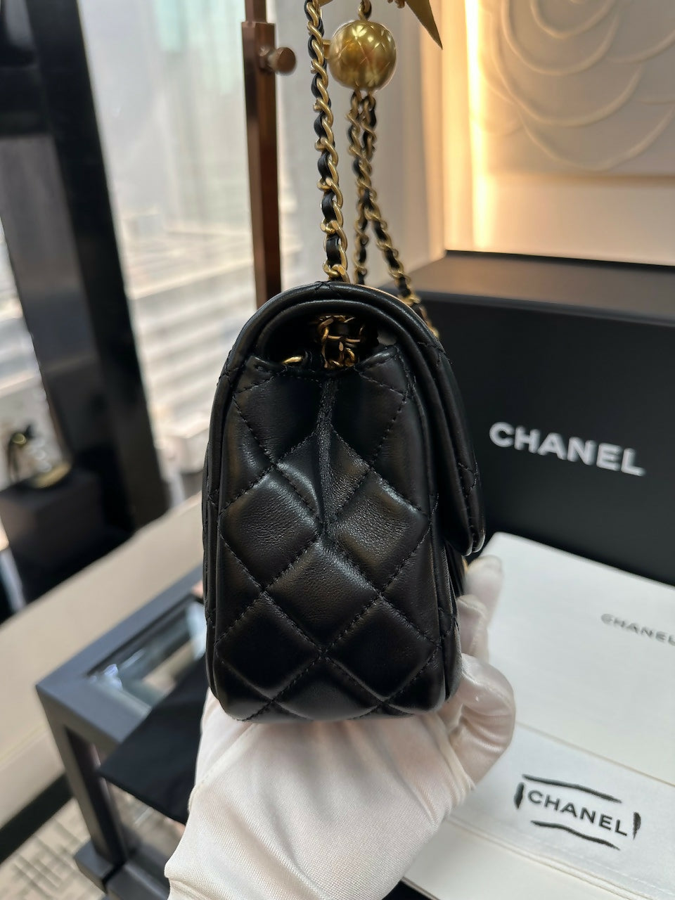 Chanel Luxury Leather Gold Handbag Gold Rovelle Bags