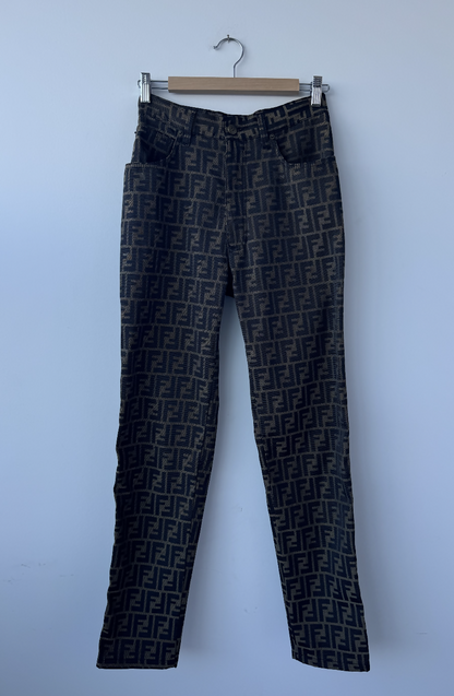 Fendi Zucca Print High-Waisted Jeans Rovelle Bags