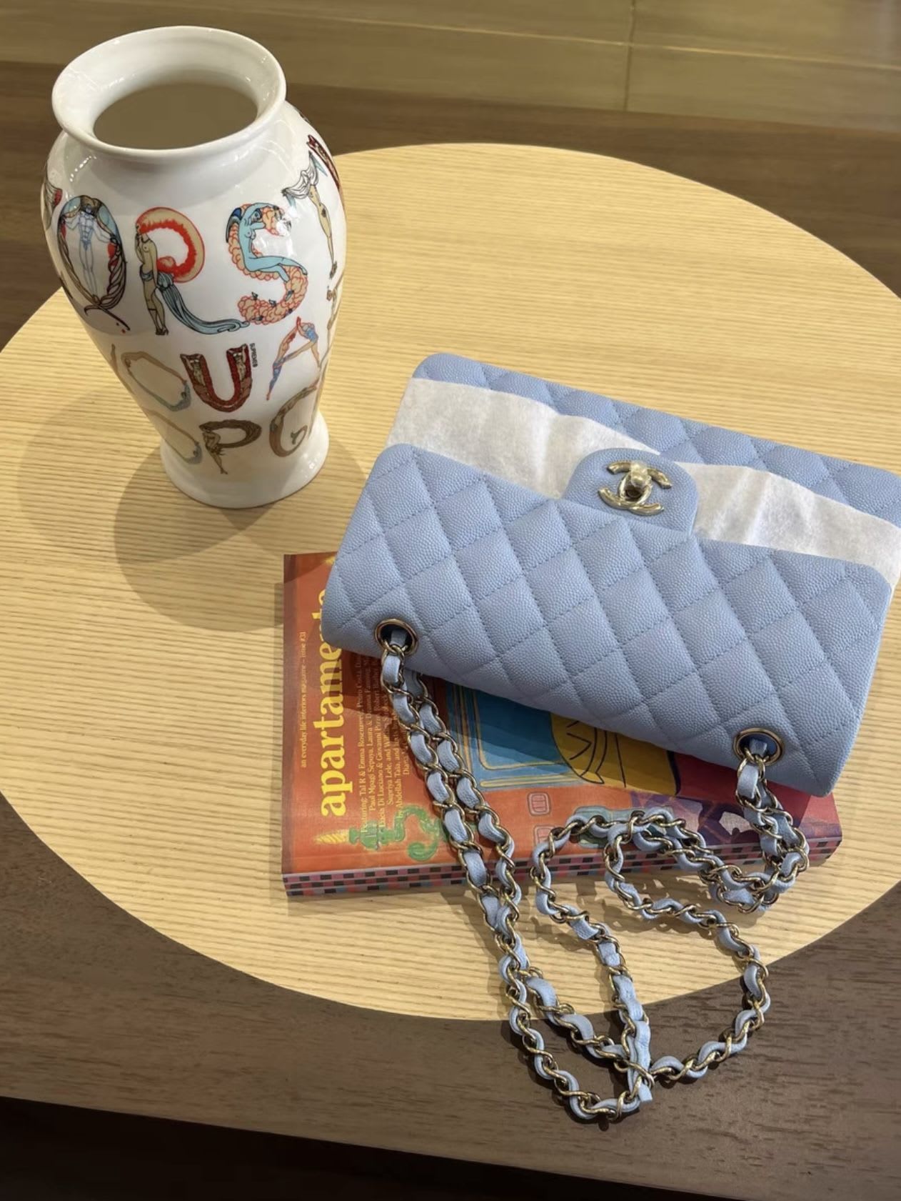 Chanel Luxury Leather Blue Handbag Leather Rovelle Bags
