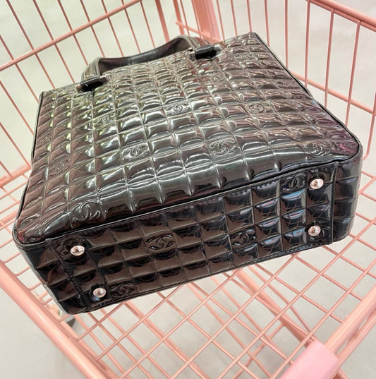 Chanel Patent Leather Black Tote Bag Rovelle Bags