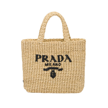 Prada Small Raffia Tote Bag (Tan)