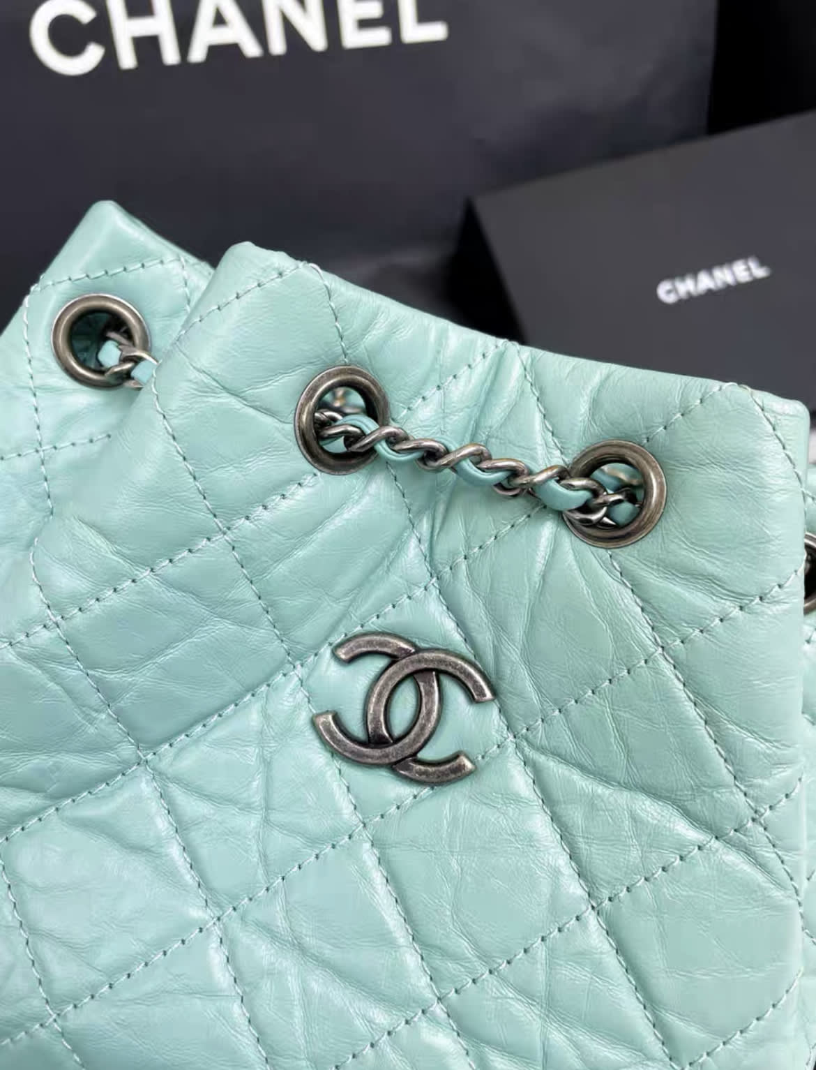 Chanel Luxury Leather Blue Shoulder Bag Rovelle Bags