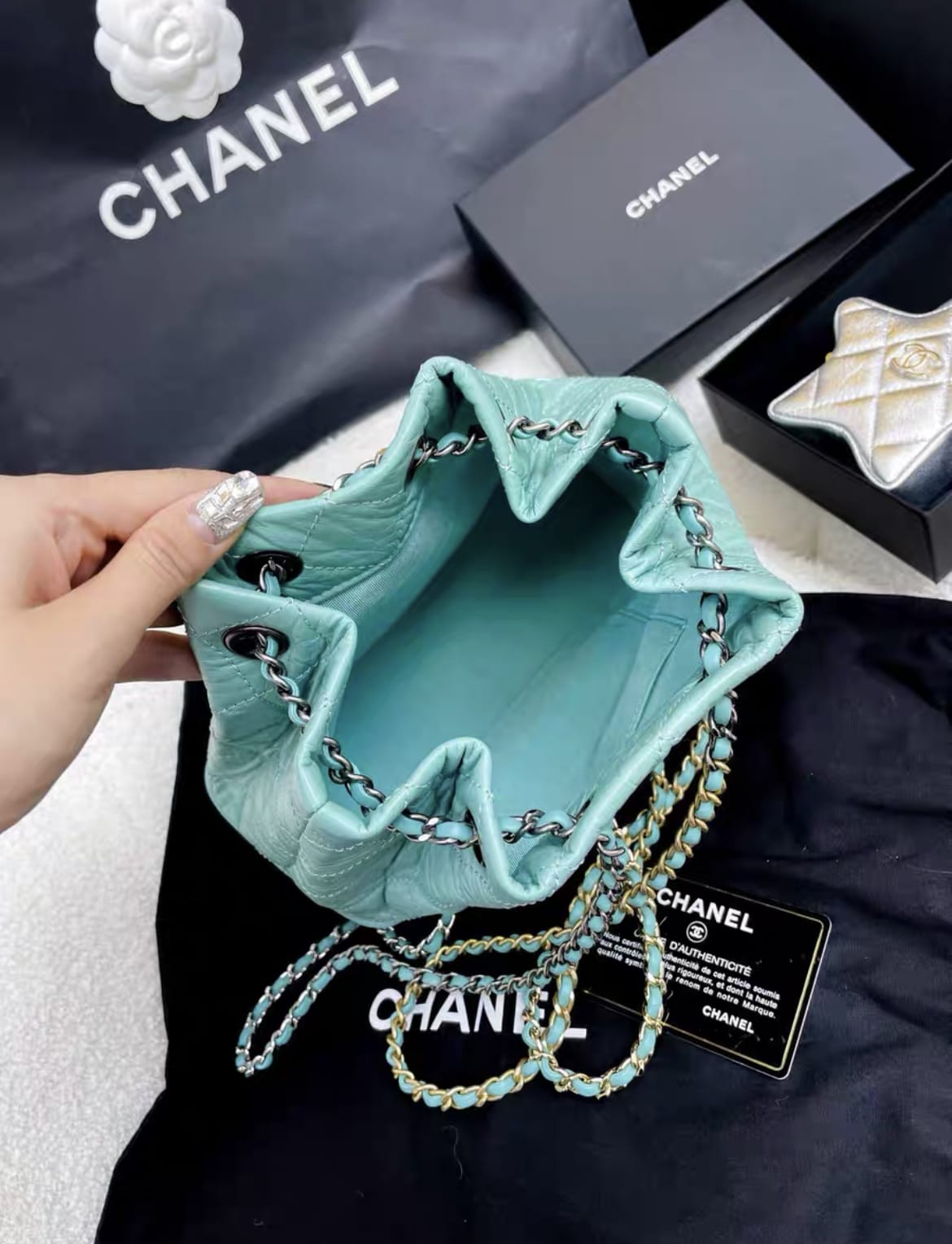 Chanel Luxury Leather Blue Shoulder Bag Rovelle Bags