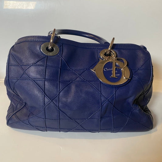 Christian Dior Cannage Leather Blue Tote Bag Rovelle Bags