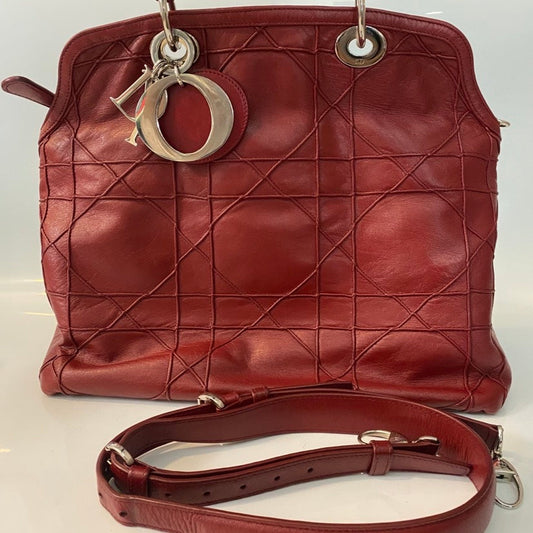 Christian Dior Soft Cannage Red Leather Shoulder Bag Rovelle Bags