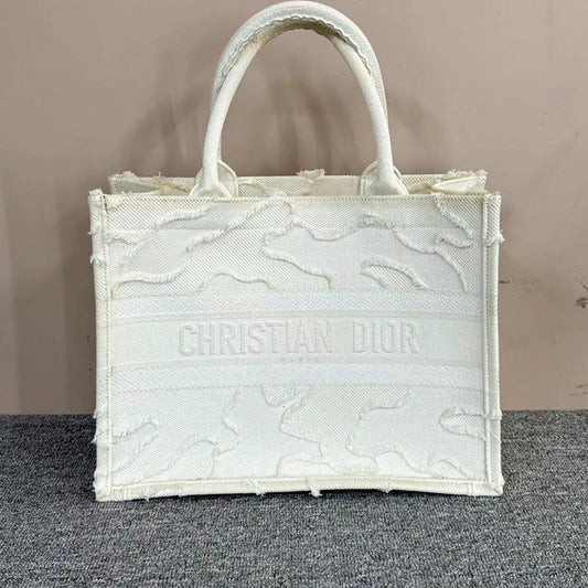Christian Dior Book Tote Bag White Canvas Large Size Rovelle Bags