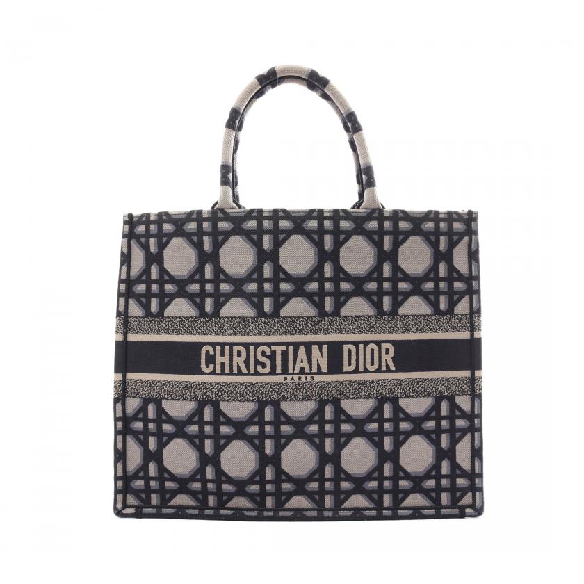 Christian Dior Book Tote Navy Beige Canvas Large Handbag Rovelle Bags