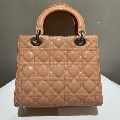 Dior Lady Patent Leather Bag Beige Pink Medium Rovelle Bags